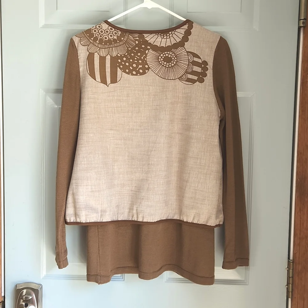 Aoyidao, Women's L Medium Brown Jerse Sleeves, Linen Fabric w Design Front/Back - Picture 5 of 8
